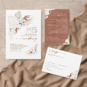 テラコッタと白い花の日付を保存 案内状 (この独立クリエイターのコレクションをカスタマイズ。)