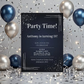Dark Blue & Silver Birthday Custom Paper Plates ペーパープレート
