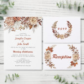 秋オータムテラコッタ素朴フローラ結婚ズ ペーパープレート (この独立クリエイターのコレクションをカスタマイズ。)