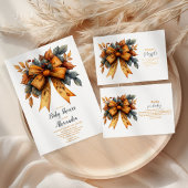 秋ボウガールベイビーシャワーラッフルおむつ エンクロージャーカード