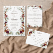 Fall Burgundy & Burnt Orange Rust Florals Wedding 招待状 (この独立クリエイターのコレクションをカスタマイズ。)