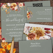 秋フローラセージ結婚グリーンズゲストブックサイン ポスター