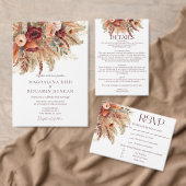 ブルゴーンディテラコッタ秋花模様パンパスサンキューバッド ラウンドシール (この独立クリエイターのコレクションをカスタマイズ。)