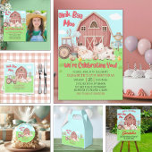 Farmyard Girl Birthday Photo – Cute Barn Animals  招待状