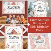 Farm Animals Kids Birthday Vinyl Outdoor Banner 横断幕