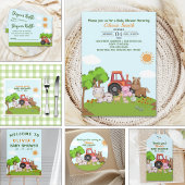 Farm Barnyard Baby Shower サンキューカード