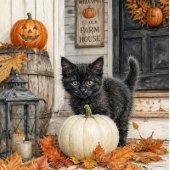 Black Cat and Pumpkin Farmhouse Halloween シール