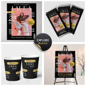 モダン誕生日カスタムマガジンカバー、ポートレート 箔招待状