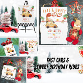 Festive Race Car Gingerbread Christmas Birthday  招待状