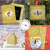 フェスティバルリーフヴィンテージデコフレーム金ゴールドホリデイ ラッピングペーパー