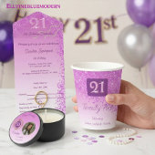 Elegant 21st Birthday Pink Glitter with Stripes ラッピングペーパー