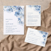 ブルーウォーターカラーの結婚式RSVPカード 出欠カード (この独立クリエイターのコレクションをカスタマイズ。)