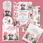 女性のカーボーイファーストロデオハイランドカウバースデーパーティー スタンダードカクテルナプキン