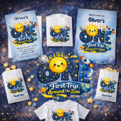 First Trip Around the Sun Space First Birthday 招待状