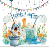 魚釣りリトルアングラーズパーティーの最初の誕生日 招待状