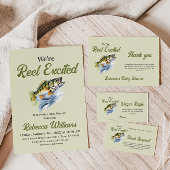 魚釣りセージ緑リール励起ベビーシャワー サンキューカード