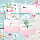 フラミンゴビーチパーティートロピカルパームブライダルシャワー ペーパープレート