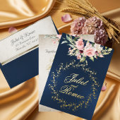 Autumn Floral, QR Code - Teal エンクロージャーカード