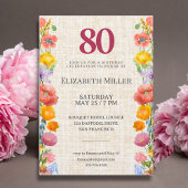 Floral 80th Birthday Save the Date - Garden Party 招待状