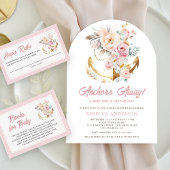 ボーホー フラワー アンカー 海洋 ガール アーチ ベイビー シャワー 招待状