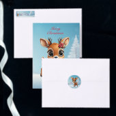 ベビー鹿、子鹿、シカ、シカ、フローラトナカイ🦌 🎄雪 シーズンカード (この独立クリエイターのコレクションをカスタマイズ。)