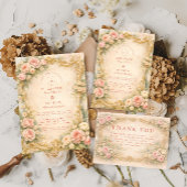 Floral Baroque Rose Gold Wedding 招待状