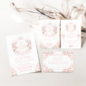 フローラクレスト赤面ピンク女の子ベビーシャワー 招待状