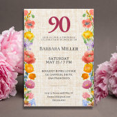 Floral 90th Birthday Party - Elegant Garden 招待状
