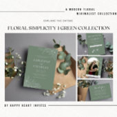 Floral Simplicity 1 Modern Green Rehearsal Dinner 招待状