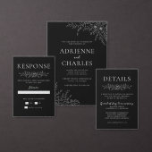 Floral Simplicity 1 Ice Blue Minimal Wedding エンクロージャーカード (この独立クリエイターのコレクションをカスタマイズ。)