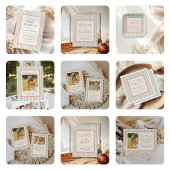 Floral Stripes Vintage Retro Wedding 招待状