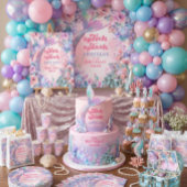 フラワー ギラギラ マーメイドテール 2歳の誕生日  招待状