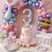 フラワーギラギラ人魚の尾 3歳の誕生日 ラッピングペーパー