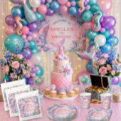 フラワー ギラギラ マーメイドテール 7歳の誕生日 招待状