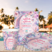 Flower Glitter Mermaid Tail 7th Birthday ラウンドシール