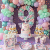 フラワーギラギラ人魚の尾9歳の誕生日 ペーパープレート