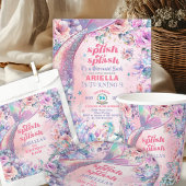 Flower Glitter Mermaid Tail 9th Birthday  招待状