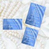 渦巻く青いサテン結婚の サンキューカード