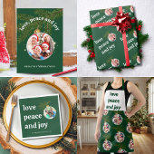 Love Peace Joy クリスマス 写真 グリーン スウェットシャツ
