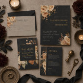 フォレストウィッチ ブラックフラワーの結婚式詳細カード 招待状