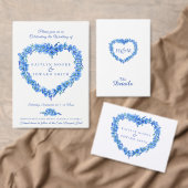 ワスレナグサのハートピンクと白の結婚式メニュー メニュー (この独立クリエイターのコレクションをカスタマイズ。)