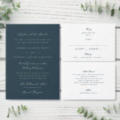 Formal Navy Blue Border Wedding Website Details エンクロージャーカード (この独立クリエイターのコレクションをカスタマイズ。)