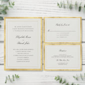 Formal Modern Classic Ecru Gold Wedding Program (この独立クリエイターのコレクションをカスタマイズ。)