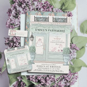 ベーカリーフランスのパティスリーパリピンク誕生日 招待状