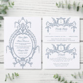 ブルーフランスのバ華美ロケ文字 招待状ベリーバンド (この独立クリエイターのコレクションをカスタマイズ。)