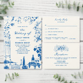 French Blue Whimsical Wedding Reception  エンクロージャーカード (この独立クリエイターのコレクションをカスタマイズ。)