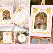 Lemon pink bow graduation party  ペーパープレート
