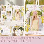 Freshly graduated lemon pink floral college fund エンクロージャーカード
