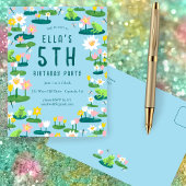 かわいいカエルのお誕生日パーティー カスタムリリーパッド 招待状