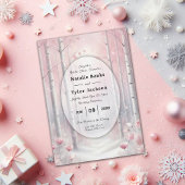 冬の森の花びらの霜が降りた結婚 招待状